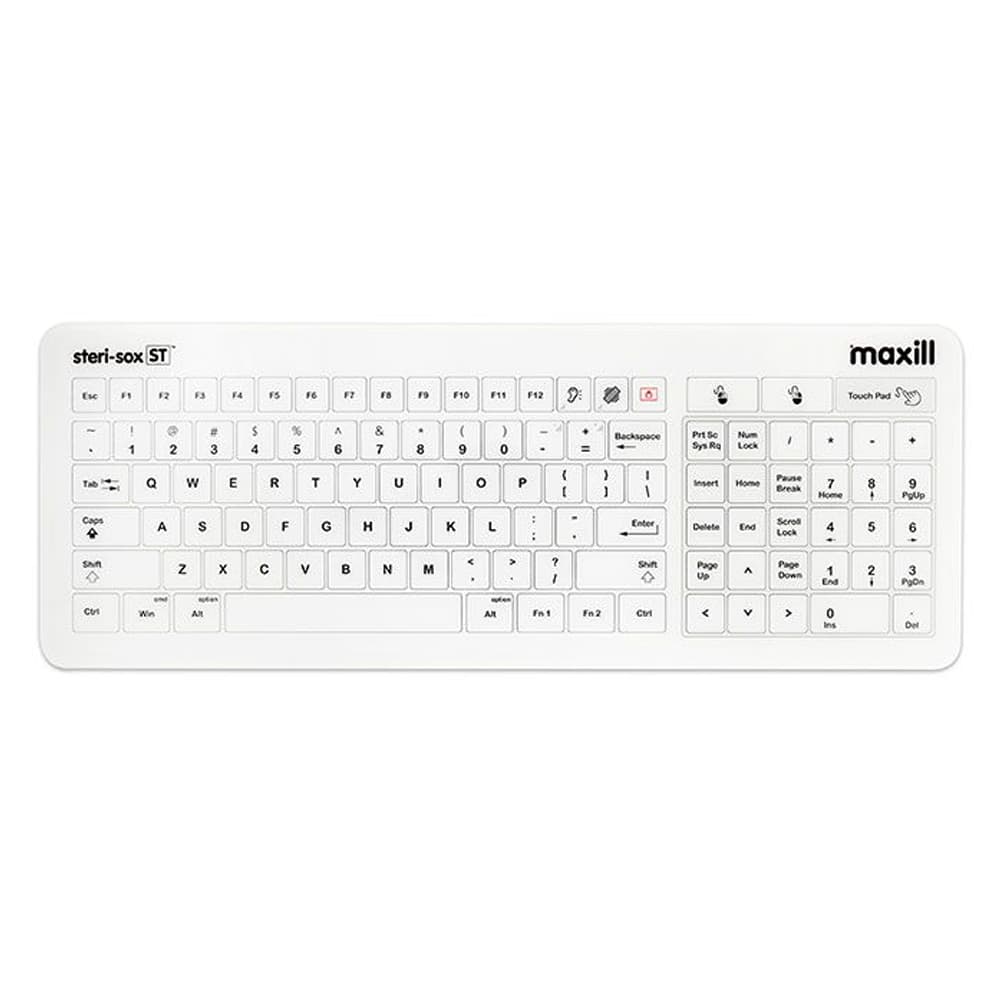 Maxill Steri-Sox ST IC Glass Keyboard, Wired USB, 1/Pk - Maxill Steri-Sox ST IC Glass Keyboard, Wired USB, 1/Pk - Image 1