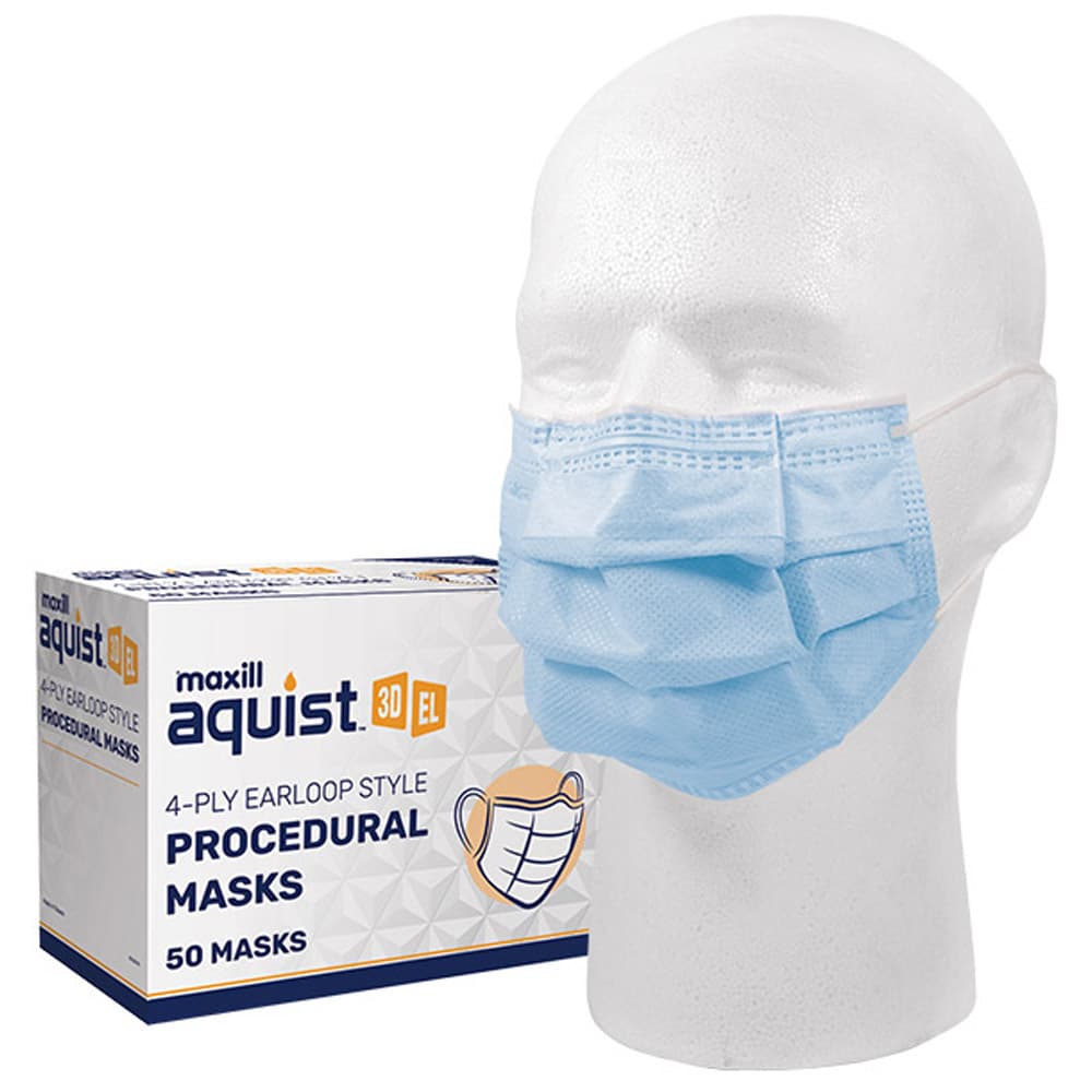 Maxill aquist 3D ASTM Level 3 4-Ply Earloop Procedural Masks, Blue, 50/Box - Maxill aquist 3D ASTM Level 3 4-Ply Earloop Style Procedural Masks, Blue, 50/Box - Image 1