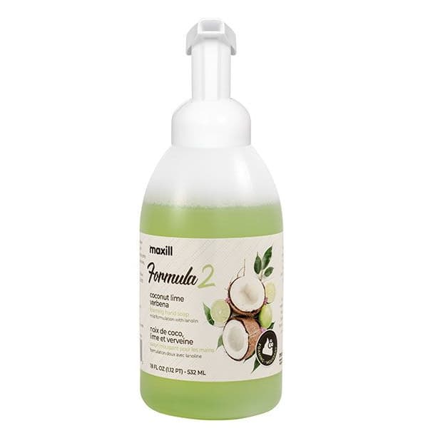 Maxill Formula 2 Foaming Hand Soap with Lanolin, Coconut Lime Verbena Scent, 18 oz Pump Bottle - Maxill Formula 2 Foaming Hand Soap with Lanolin, Coconut Lime Verbena Scent 18oz Pump Bottle - Image 1