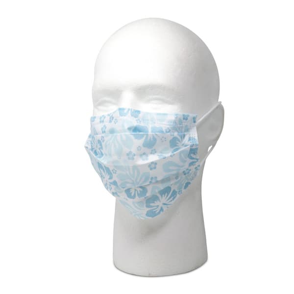 Maxill Plus ASTM Level 3 Earloop Procedural Mask, Blue Floral, 50/Box - maxill Plus ASTM Level 3 Earloop Procedural Mask, Blue Floral, 50/Box. - Image 1