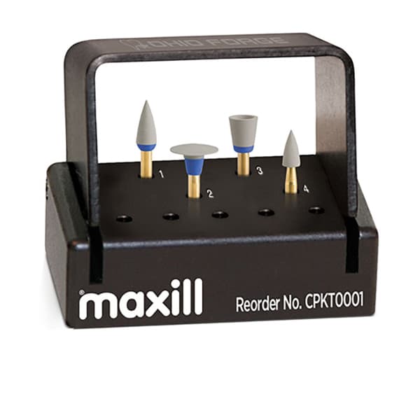 Ohio Forge RA 1-Step Universal Composite Polishing System, 4-Piece Kit (Universal Flame, Knife Edge, Cup, Small Flame) with Autoclave Bur Block - Ohio Forge RA 1-Step Universal Composite Polishing System, 4 Piece Kit. Includes 1 of each: - Image 1