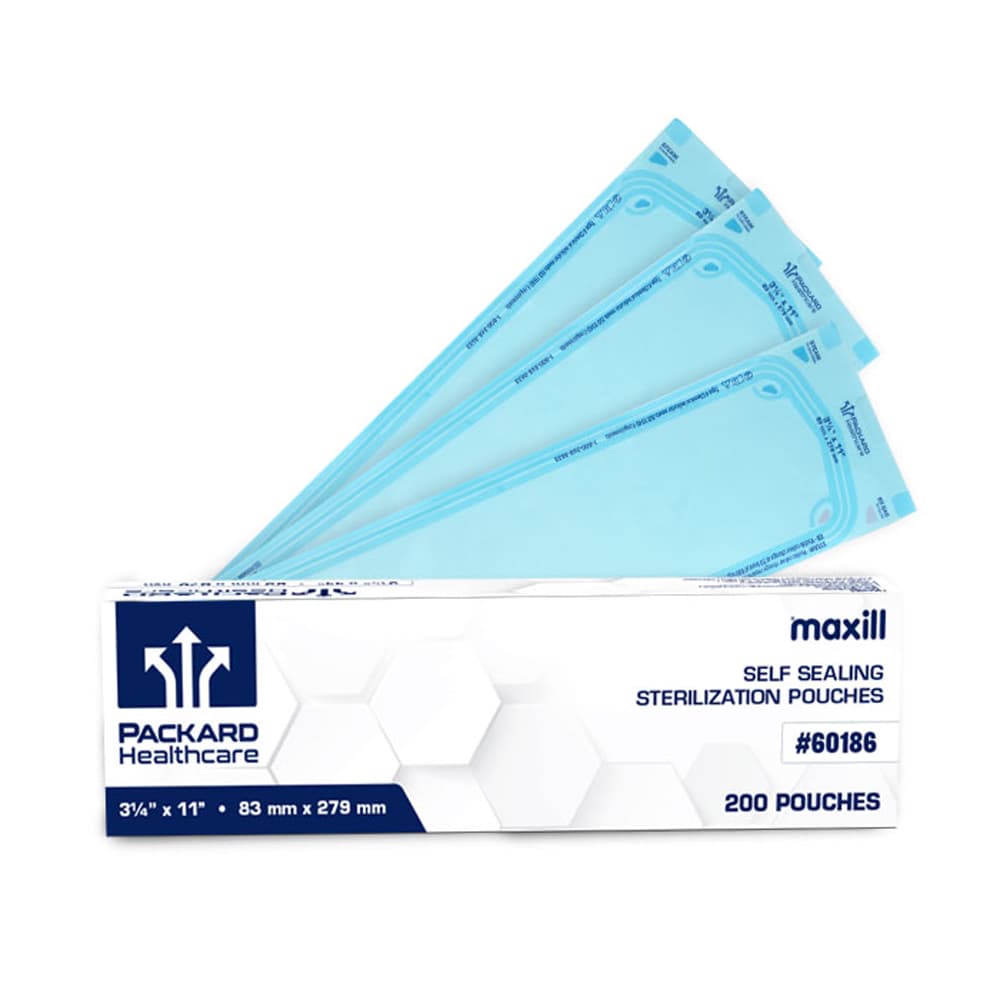 Packard Healthcare Sterilization Pouches, 3.25" x 11", Self-Sealing, 200/Box - Packard Healthcare Sterilization Pouches, 3.25" x 11", 200/Box - Image 1