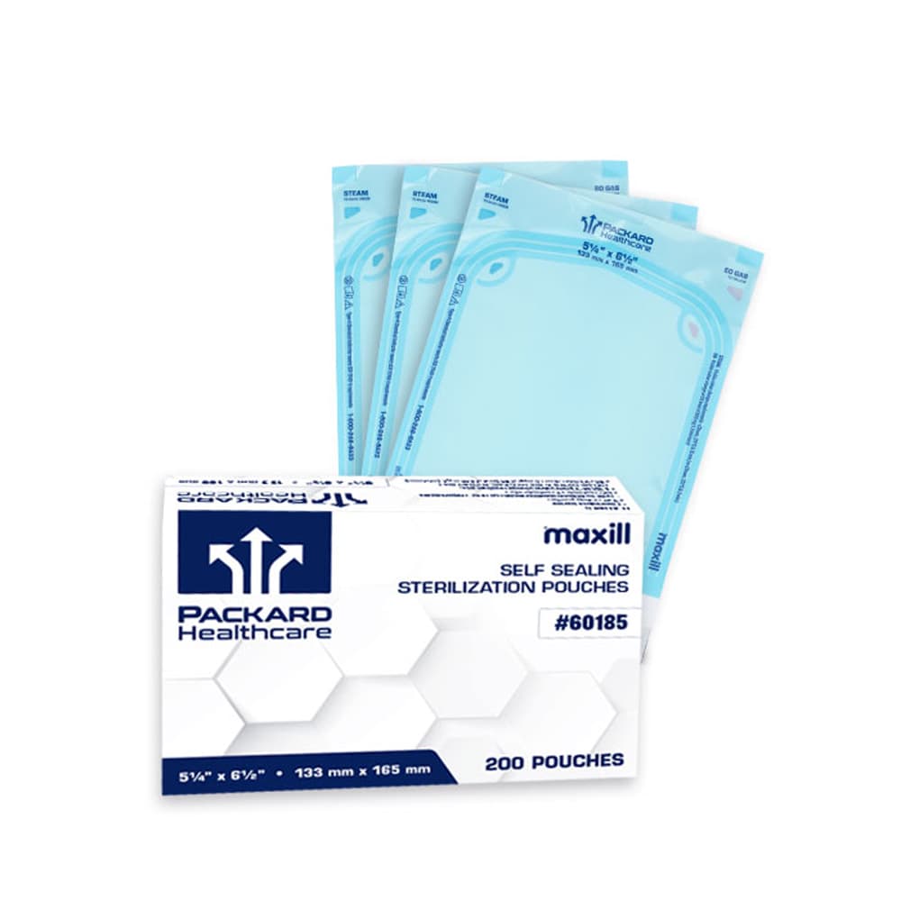 Packard Healthcare Sterilization Pouches, 5.25" x 6.5", Self-Sealing, 200/Box - Packard Healthcare Sterilization Pouches, 5.25" x 6.5", 200/Box - Image 1