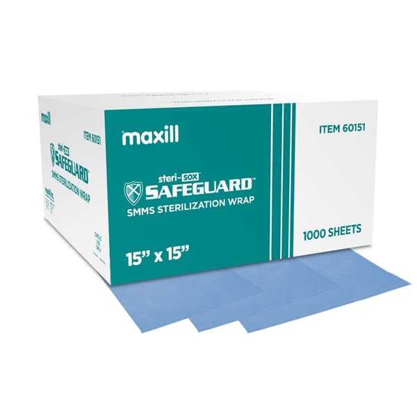 steri-sox Safeguard SMMS Simultaneous Sterilization Wrap, 15" x 15", 1000/Bx - steri-sox Safeguard SMMS Simultaneous Sterilization Wrap, 15" x 15", 1000/Bx - Image 1