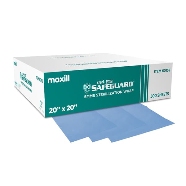 Maxill steri-sox Safeguard SMMS Simultaneous Sterilization Wrap, 20" x 20", 500/Bx - steri-sox Safeguard SMMS Simultaneous Sterilization Wrap, 20" x 20", 500/Bx - Image 1