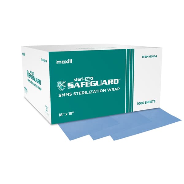 steri-sox Safeguard SMMS Simultaneous Sterilization Wrap, 18" x 18", 1000/Bx - steri-sox Safeguard SMMS Simultaneous Sterilization Wrap, 18" x 18", 1000/Bx - Image 1