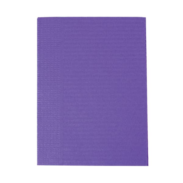 Maxill Vivid Bibs Reinforced Patient Bibs, 13" x 18", 2 Ply (1-Ply Paper/1-Ply Poly), Violet, 500/Box - Maxill vivid bibs Reinforced Patient Bibs, 13" x 18", 2 Ply (1-Ply Paper/1-Ply Poly), Violet, 500/Box - Image 1