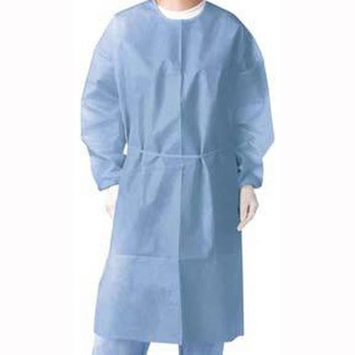 Maytex Isolation Gown with Knit Cuff, Extra Large, Blue, Disposable, Non-Woven, Splash Resistant, 50/Case - Maytex Isolation Gown Isolation Gown with Knit Cuff - Extra Large Blue - Image 1