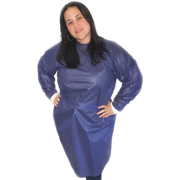 MPG Disposable Isolation Gown, Universal Fit, Purple, Knee Length, Knitted Cuffs, 10/Box, Made in USA - MPG Disposable Isolation Gown, Universal Fit, Purple, 10/Bx. Made in USA. - Image 1