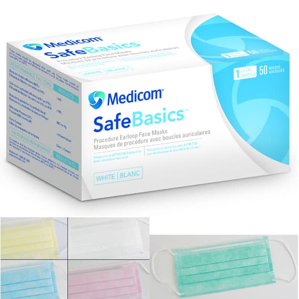 Medicom SafeBasics Procedure Ear-Loop Face Mask, Blue, Level 1, 50/Box - SafeBasics Procedure Ear-Loop Face Mask - BLUE 50/Bx. Primary (Level 1) - Image 1