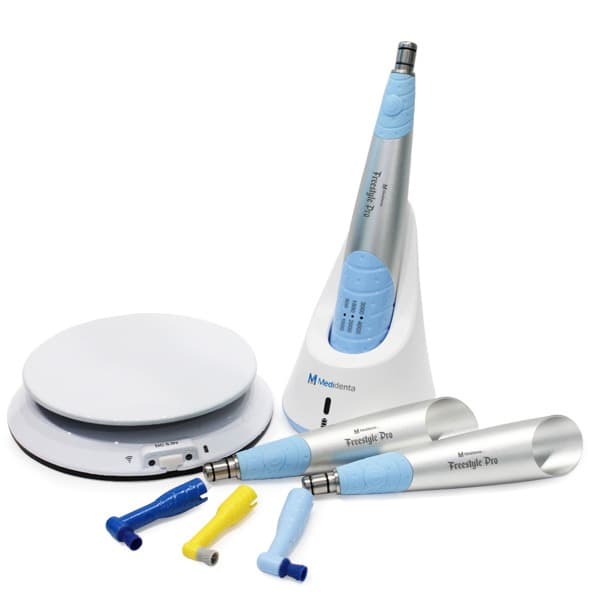 Medidenta Freestyle Pro Cordless Prophy System with Bluetooth Foot Pedal, Charging Station, and 3 Autoclavable Sleeves - Freestyle Pro Cordless Prophy System. Ultralight Construction, Dual Mode Control and 6 speed settings - Image 1