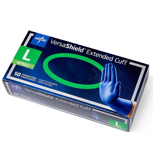 Medline VersaShield EC Nitrile Exam Gloves, Large, Dark Blue, Non-Sterile, 500/Case - GLOVE EXAM NITRILE VERSASHIELD - Image 1