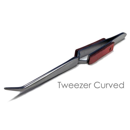BesQual Curved Reverse Tweezers, Stainless Steel with Wooden Handle - BesQual Curved Tweezers, Reverse. Stainless Steel with Wooden Handle - Image 1