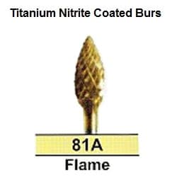 BesQual 81A Flame Titanium Nitrite Coated Carbide Bur, HP Shank 2.35mm, 1/Pk - BesQual 81A Flame Titanium Nitrite Coated Carbide Bur 1/Pk. HP Shank 2.35mm - Image 1