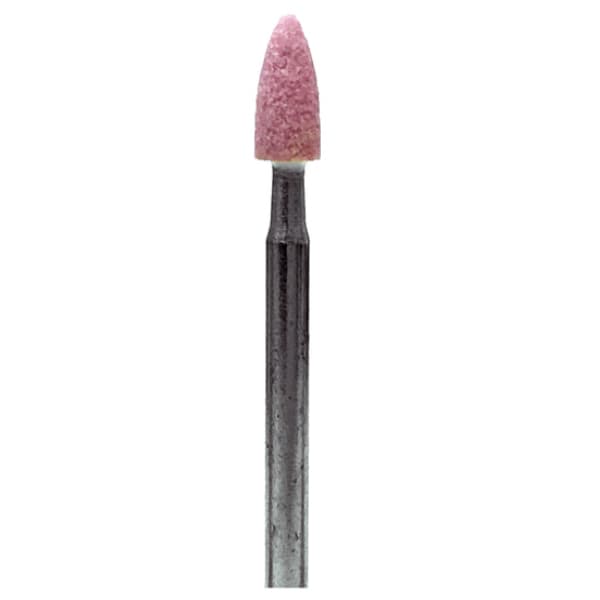 BesQual Pink (A.O.) HP Mounted Grinding Stone P030 - Flame, Fine, 100/Pk - BesQual Pink (A.O.) HP Mounted Grinding Stone P030 - Flame 100/Pk. Fine - Image 1
