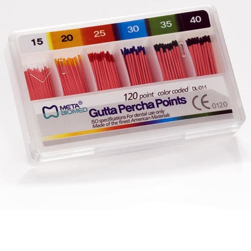 Meta Dental Gutta Percha Points, #15, Color Coded, Sterile, Hand-Rolled, Spill-Proof, Box of 120 - Meta Gutta Percha Points - #15, Color Coded, Sterile, Hand-Rolled, Spill-Proof - Image 1