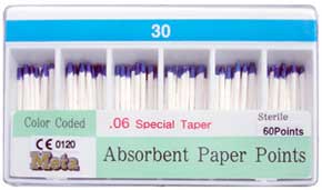 Meta Absorbent Paper Points, #45, Taper 0.06, Color Coded, Spill-Proof, Box of 60 - Meta Absorbent Paper Points - #45, Taper size 0.06, Color Coded, Spill-Proof - Image 1