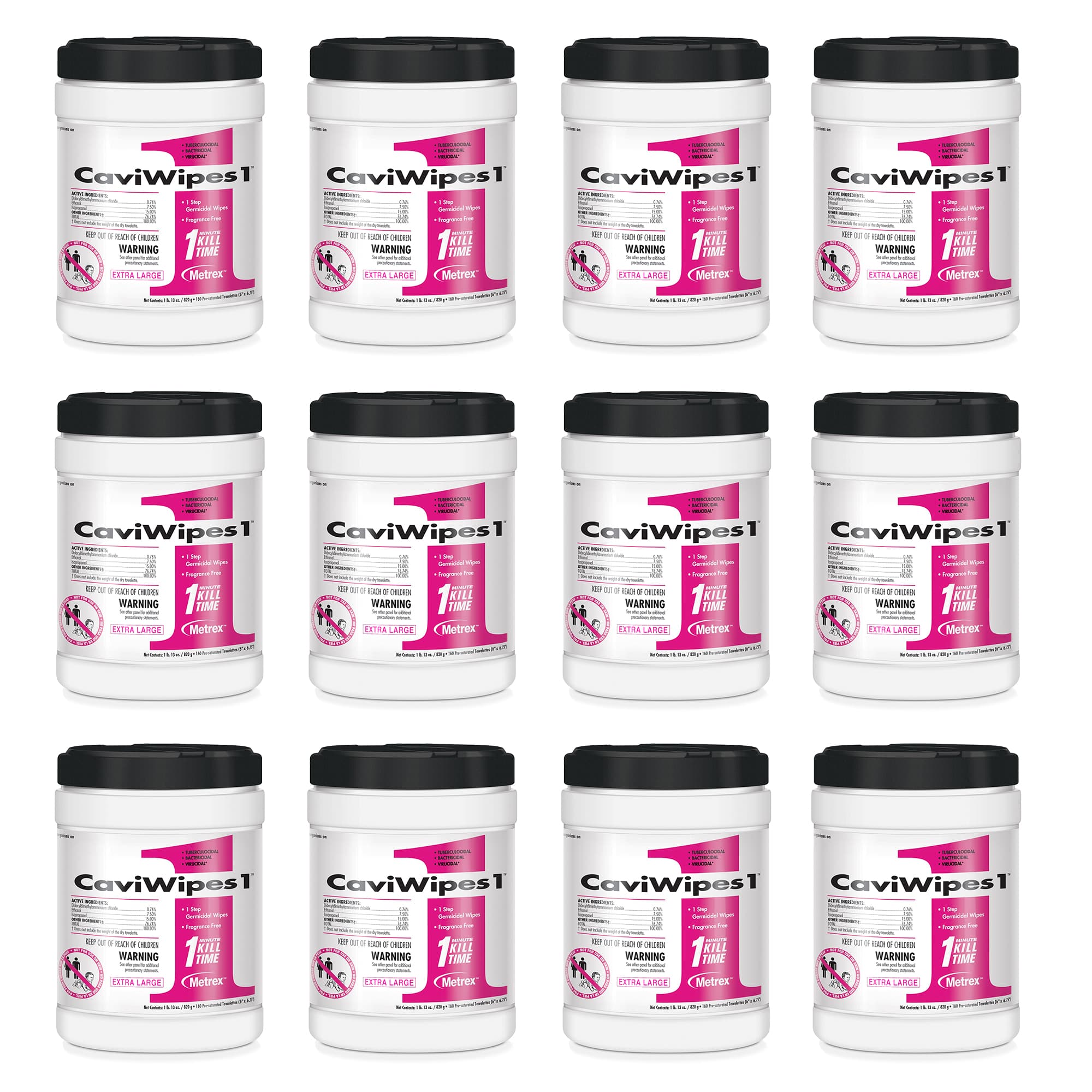 Metrex CaviWipes1 Disposable Towelettes, X-Large, 9" x 12", 65 Wipes/Can, 12 Cans/Case - CaviWipes1 Towelettes (X-Large), 9" x 12" 65/Can 12 Cans/Case - Image 1