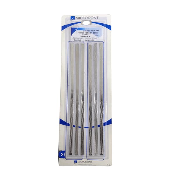 Microdont Stainless Steel Diamond Strips, 4.0mm, Gapped Medium, with Dimples, 6/Pk - Microdont Stainless Steel Diamond Strips 4.0mm w/Dimples, Gapped MED 6/Pk - Image 1