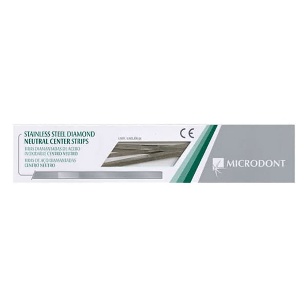 Microdont Stainless Steel Diamond Strips, 2.5mm Width, Single Sided, Gapped, Medium Grit, 6/Pk, 150mm Length - Microdont Stainless Steel Diamond Strips 2.5mm Single Sided, Gapped MED 6/Pk - Image 1