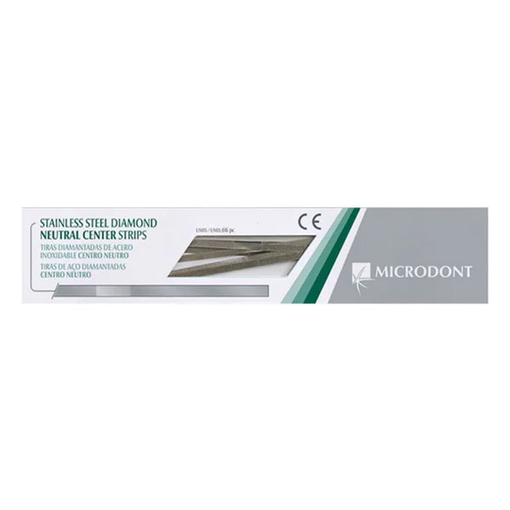 Microdont Stainless Steel Diamond Strips, 4.0 mm Double Sided, Gapped Fine, 6/Pk - Microdont Stainless Steel Diamond Strips, 4.0 mm Double Sided, Gapped Fine, 6/Pk - Image 1