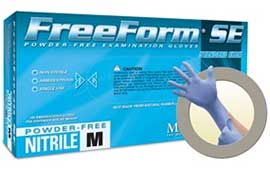 Microflex Freeform SE Nitrile Exam Gloves, Non-Sterile, Powder-Free, Microtextured Fingertips, Polymer Coated, Blue, Extra-Large, 100/Box - Freeform SE Nitrile gloves: Non-Sterile, Powder-Free, Microtextured fingertips - Image 1