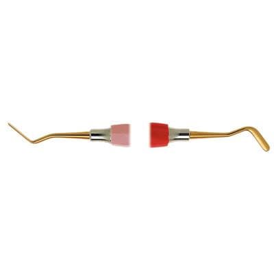 Miltex #9 Thompson GTX Titanium Composite Placement Instrument, Double End, Red/Pink Tactile Tone Grip - Miltex #9 Thompson GTX Titanium Composite Placement Instrument with Red/Pink - Image 1