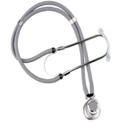 MN Health Sprague Rappaport Type Stethoscope, Gray, Dual PVC Tube with Interchangeable Chest Pieces - MN Health Sprague Rappaport Type Stethoscope - Gray. Standard dual PVC tube - Image 1