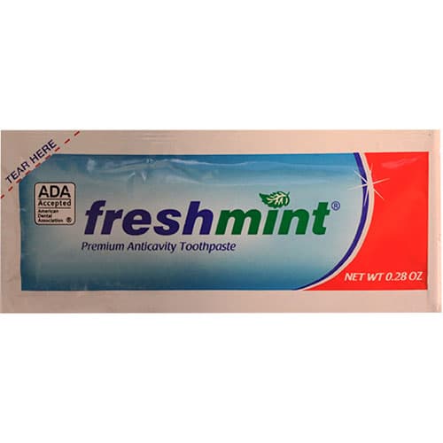 Freshmint Premium Anticavity Toothpaste Packet, Mint, 0.28 oz, Single Use, 1000/Case - Freshmint Premium Anticavity Toothpaste Packet, 0.28 oz, 1000/cs. Single Use - Image 1