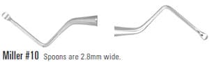 Nordent Miller #10 (Small) Double End Surgical Curette, 2.8mm Wide Spoons, 22mm Reach, Stainless Steel - Nordent Miller #10 (Small) Double End Surgical Curette, 2.8mm Wide Spoons - Image 1