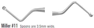 Nordent Miller #11 (Medium) Double End Surgical Curette, 3.5mm Wide Spoons, 22mm Reach, Stainless Steel - Nordent Miller #11 (Medium) Double End Surgical Curette, 3.5mm Wide Spoons - Image 1