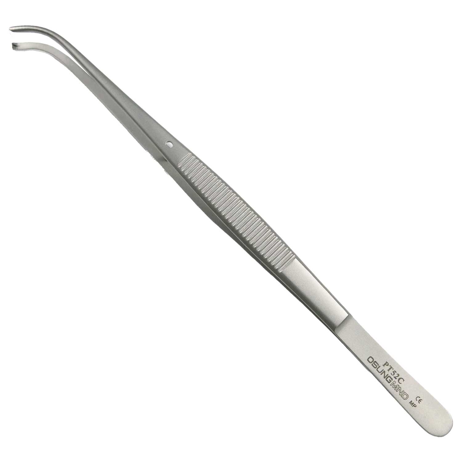 Osung Semkin Tissue Pliers, 150mm (5.9"), 1x2 Teeth, Curved - Osung 150mm (5.9") Semkin tissue pliers with 1 x 2 teeth, curved - Image 1