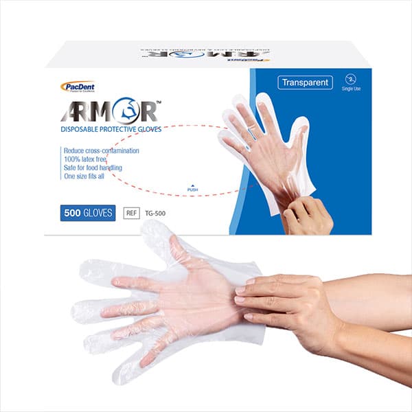 Armor Disposable Protective Gloves Plus, Latex-Free Polyethylene, One Size Fits All, 500/Box - Armor Disposable Protective Gloves Plus 500/Bx. - Image 1