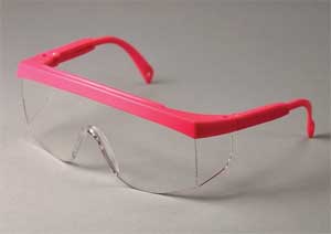 MiniWrap Eyewear, Pink Frame, Clear Lens Safety Glasses - Scaled-Down Version for Smaller Facial Features - MiniWrap Eyewear, Pink Frame - Clear Lens Safety glasses, A scaled-down version - Image 1