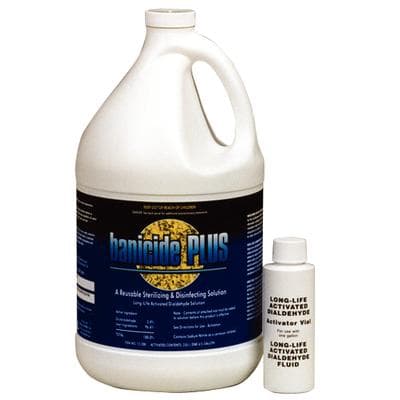 Banicide Plus 3.4% Glutaraldehyde Sterilizing and Disinfecting Solution with Activator, 28-Day, Mint Scent, 1 Gallon - Banicide Plus 3.4% glutaraldehyde, 28 Day Sterilizing and Disinfecting Solution - Image 1