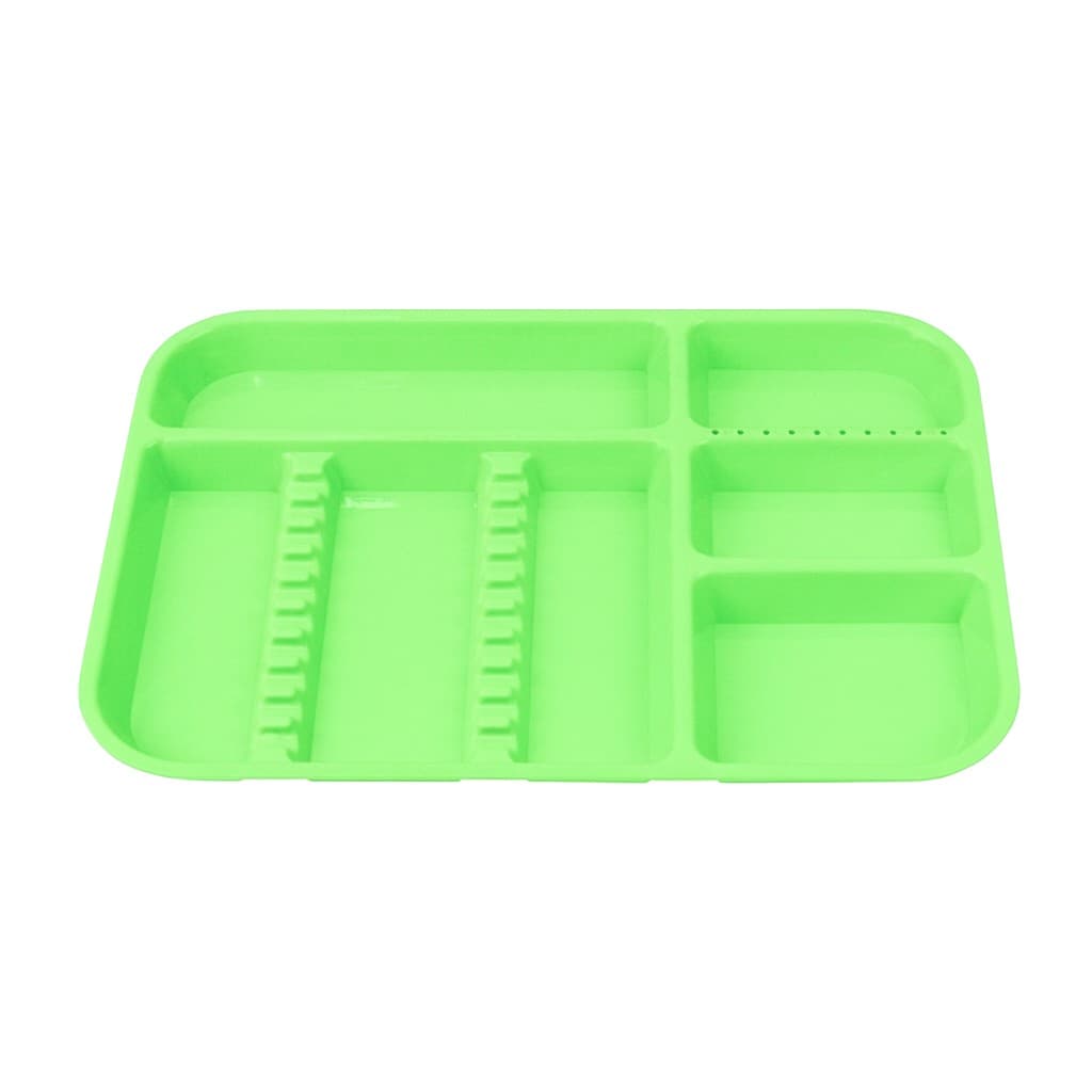 Plasdent Spectrum Lockable Divided Set-Up Tray, Size B, Neon Green, 13-1/2" x 9-5/8" x 7/8", 1/Pk - Spectrum Lockable Divided Tray Size B - Image 1
