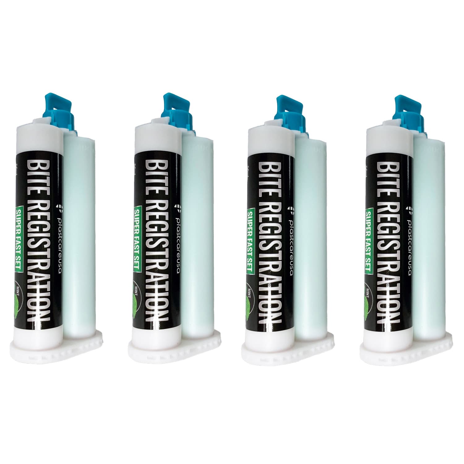 PlastCare USA Bite Registration Material Super Fast Set, Mint, 4 x 50 ml Cartridges - PlastCare USA Bite Registration Material Super Fast Set, Mint, 4 - 50 ml Cartridges - Image 1