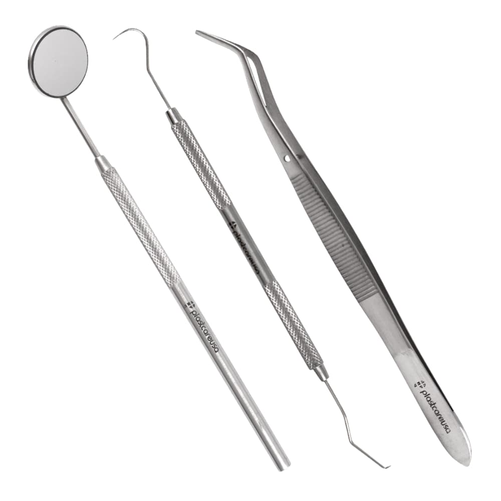 PlastCare USA Dental Examination Kit, 3-Piece (TU 17/23 Explorer, Mirror No. 5, Meriam Plier) - PlastCare USA Dental Examination Kit, 3-Piece. Includes: - Image 1