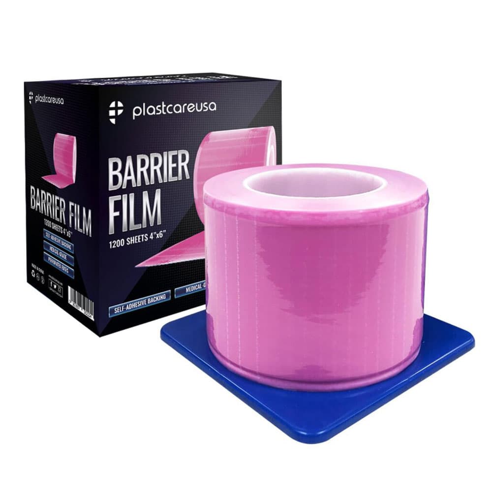 PlastCare USA 4" x 6" Barrier Film, Pink, 1200 Sheets/Roll - PlastCare USA 4" x 6" Barrier Film, Pink, 1200 Sheets/Roll - Image 1