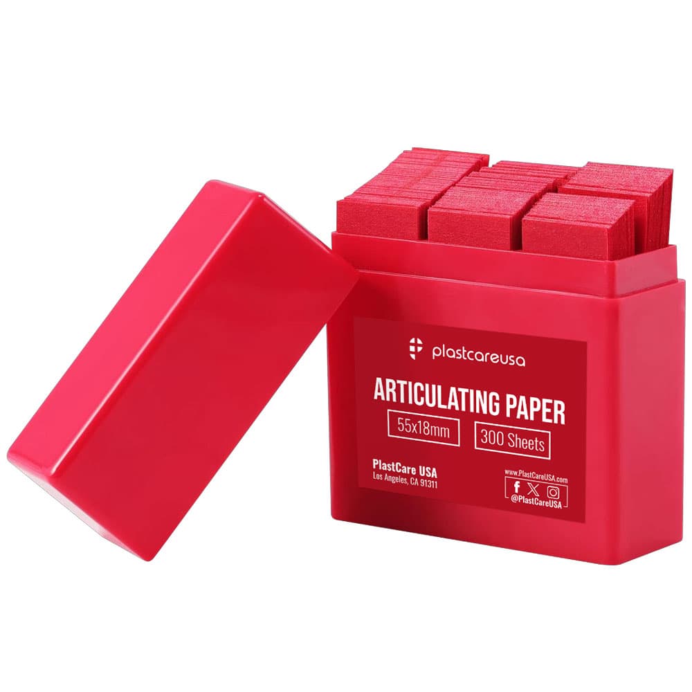 PlastCare USA 100-Micron Red Articulating Paper, 55mm x 18mm, 300 Strips, Single Box - PlastCare USA 100-Micron Red Articulating Paper, 55mm x 18mm, 300 Strips, Single Box - Image 1