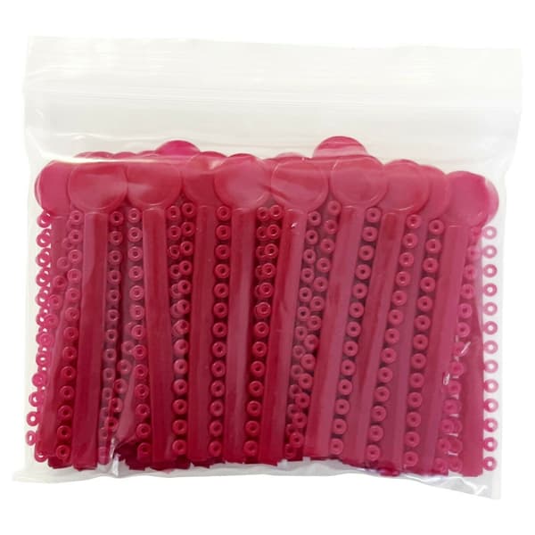 PlastCare USA Elastic Ligature Ties, Burgundy, 1040/Pk (40 Sticks x 26 Ties) - PlastCare USA Elastic Ligature Ties - Burgundy, 1040/Pk. Made of medical grade - Image 1