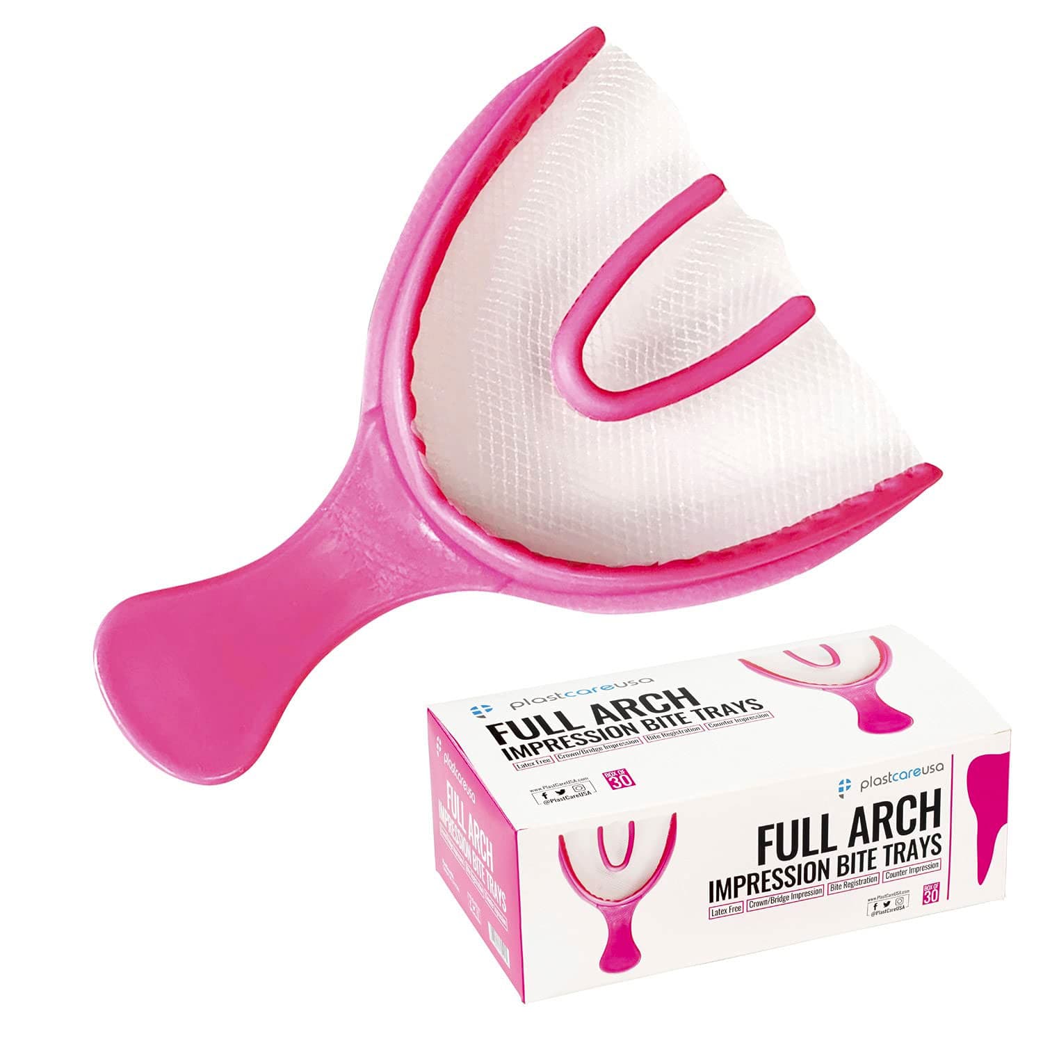 PlastCare USA Bite Registration Trays, Full Arch, Pink, 30/Box - PlastCare USA Bite Registration Trays, Full Arch, Pink, 30/Box - Image 1