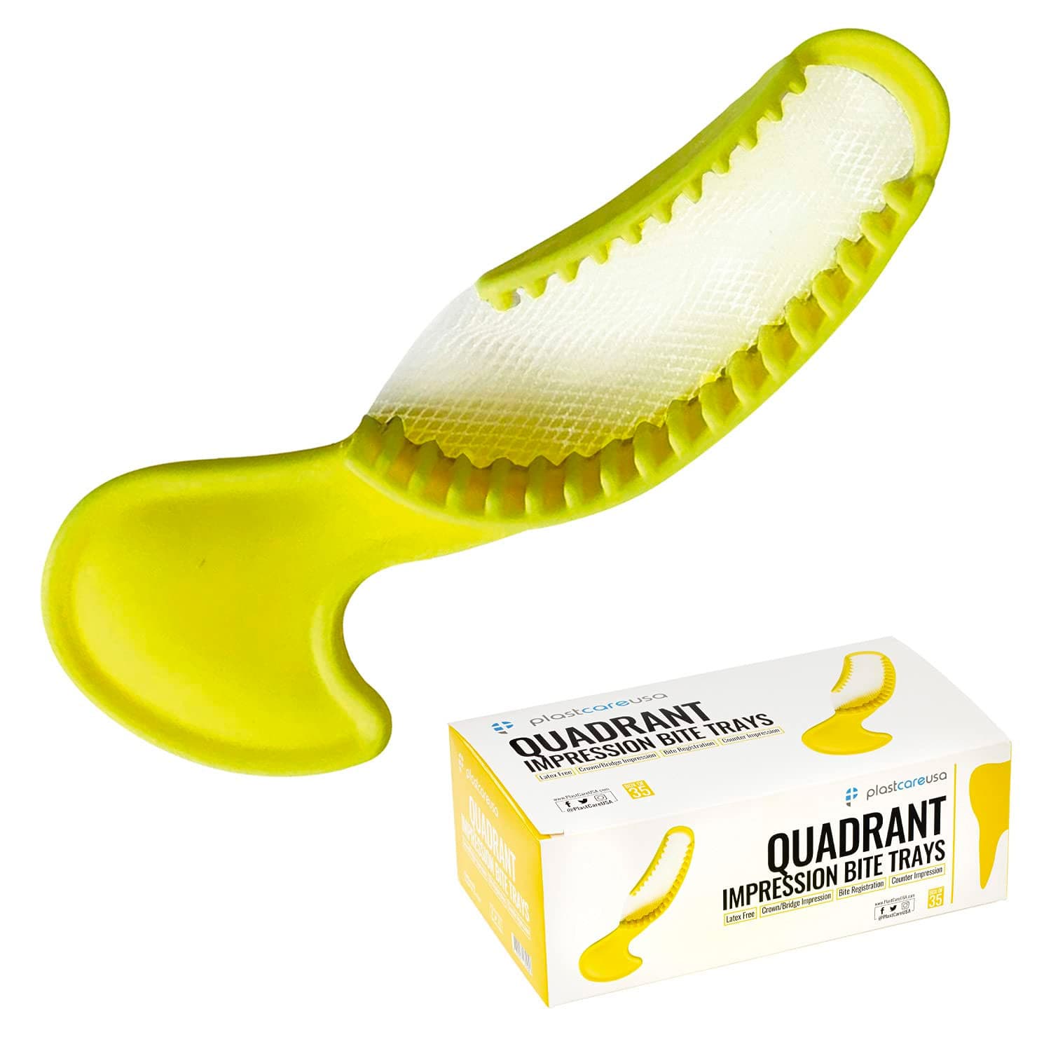 PlastCare USA Bite Registration Trays, Quadrant, Yellow, 35/Box - PlastCare USA Bite Registration Trays, Quadrant, Yellow, 35/Box - Image 1