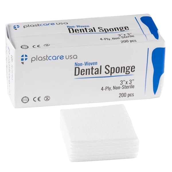 PlastCare USA 3" x 3" Non-Woven 4-Ply Gauze Sponges, Non-Sterile, 4000/Case - PlastCare USA 3" x 3" Non-Woven, 4 ply, Gauze Sponges. Non-Sterile, 4000/Cs - Image 1