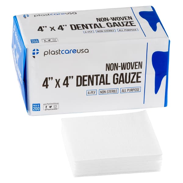 PlastCare USA 4" x 4" Non-Woven 4-Ply Gauze Sponges, Non-Sterile, 2000/Case - PlastCare USA 4" x 4" Non-Woven, 4 ply, Gauze Sponges. Non-Sterile, 2000/Cs - Image 1