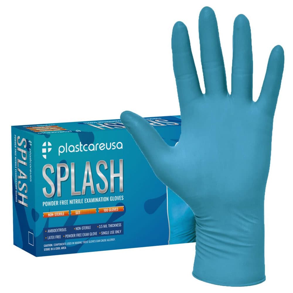 PlastCare USA Splash Nitrile Examination Gloves, Powder-Free, Latex-Free, Blue, Extra Large, 100/Box, 10/Case - plastcareusa Splash Nitrile Examination Gloves, Blue, Extra Large, 100/Box, 10/Case - Image 1