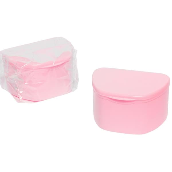 PlastCare USA Denture Case, Pink, Individually Sealed, 3.7"W x 2.9"L x 2.2"H, 40/Pk - PlastCare USA Denture Case, Pink, 40/Pk. Individually Sealed, 3.7"W x 2.9"L x 2.2"H - Image 1