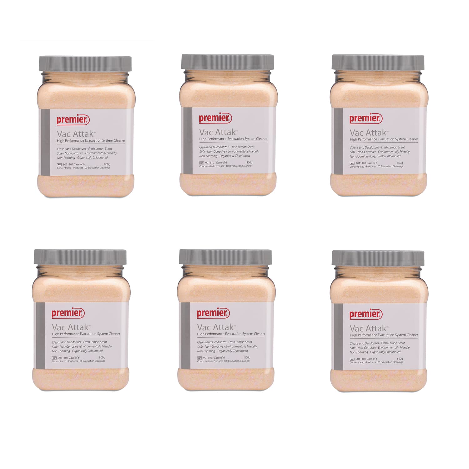 Premier Vac Attak Evacuation System Cleaner, 800 g Jar, Case of 6 - Vac Attak Evacuation System Cleaner, Case of 6 - 800 gram Jar - Image 1
