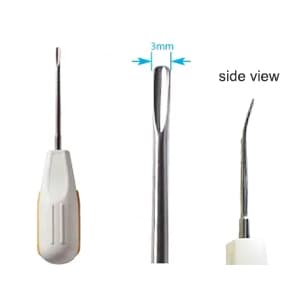 Premium Plus #3C Root Elevator, Luxating Periotome Type, 3 mm Curved Blade, Stainless Steel, Autoclavable Plastic Handle, 1/Pk - Premium Plus # 3C Root Elevator - Luxating Periotome Type - 1/Pk. Stainless - Image 1