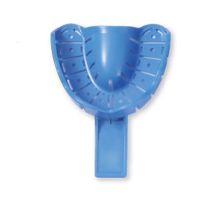 Premium Plus #1 Large Upper Perforated Plastic Disposable Impression Trays, Rim Lock, Blue, 100/Box - Premium Plus #1 Large Upper Perforated Plastic disposable impression trays - Image 1